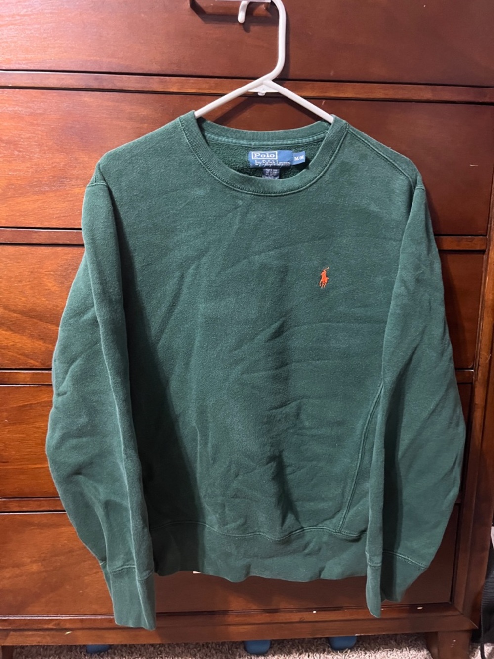Polo by Ralph Lauren Dark Green Crewneck Sweatshirt with Orange Pony